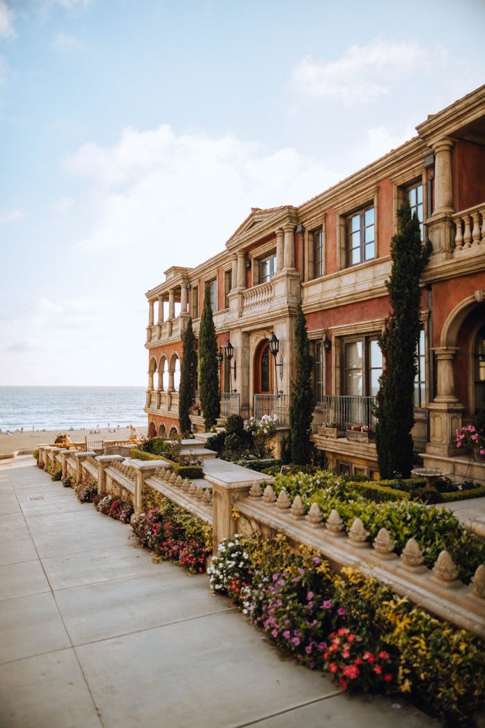 Stunning Mediterranean home overlooking the ocean in Manhattan Beach, California.